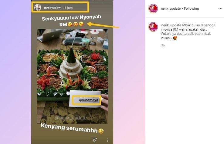 Luna Maya disebut Nyonya RM. (Instagram/@nenk_update)