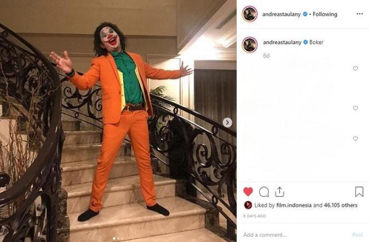Andre Taulany berdandan ala Joker (Instagram @andreastaulany)