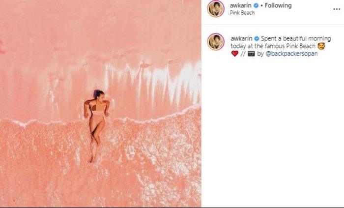 Awkarin totalitas foto saat pakai bikini. (Instagram/@awkarin)