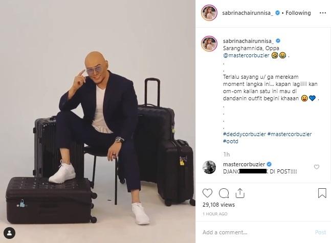 Deddy Corbuzier tampil beda. (Instagram/@sabrinachairunnisa_)