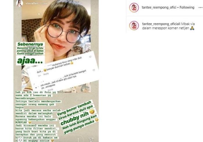 Via Vallen tanggapi santai netizen. (Instagram/@taante_reempong_oficiall)