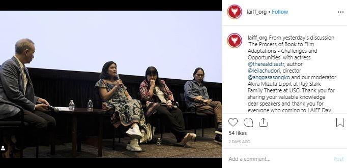 Dian Sastrowardoyo bahas film Aruna Dan Lidahnya. (Instagram/@laiff_org)