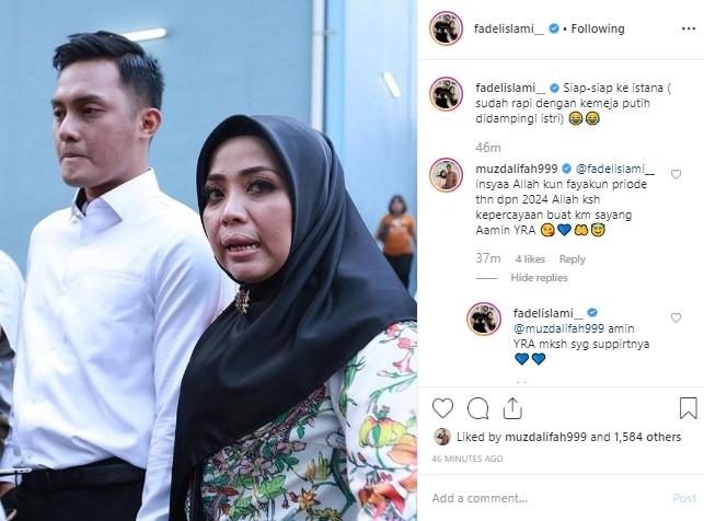 Muzdalifah dan suaminya, Fadel Islami. (Instagram/@fadelislami__)