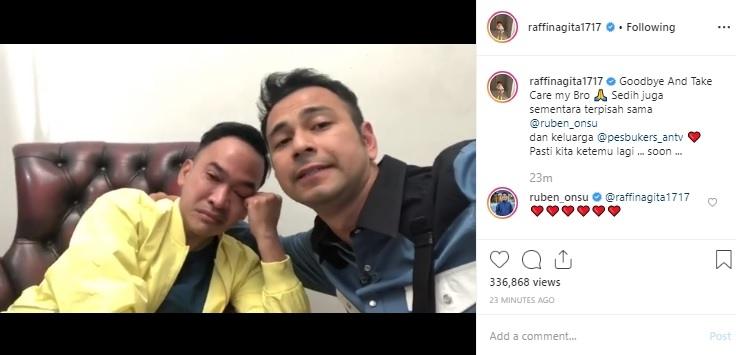 Raffi Ahmad pamit sama Ruben Onsu. (Instagram/@raffinagita1717)