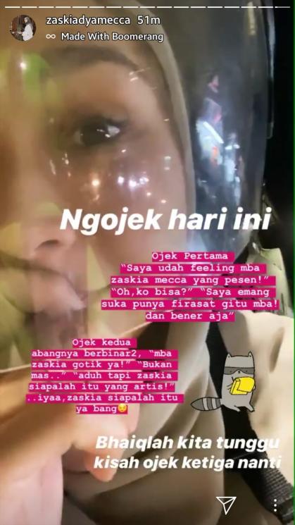 Zaskia Adya Mecca naik ojek (Instagram/@zaskiadyamecca)