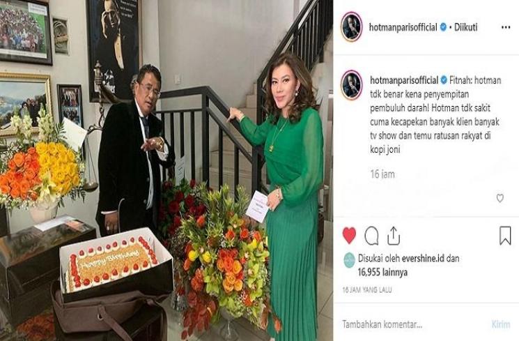 Hotman Paris difitnah sakit penyempitan pembuluh darah (Instagram @hotmanparisofficial)