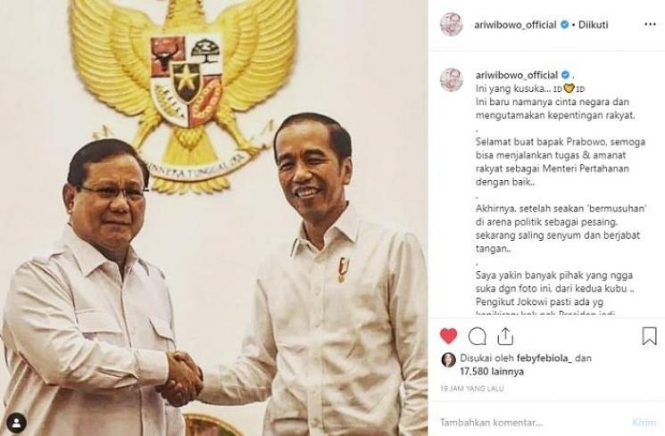 Tanggapan Ari Wibowo soal Prabowo jadi menteri (Instagram @ariwibowo_official)
