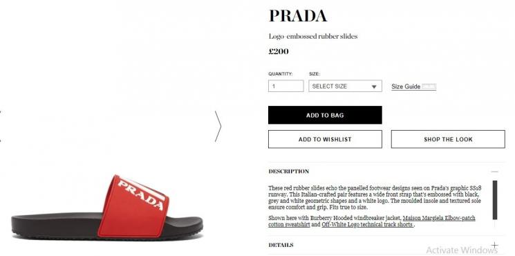 Sandal Prada milik Raffi Ahmad. (matchesfashion.com)