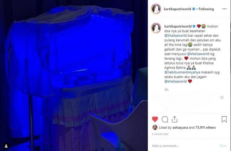 Bayi Kartika Putri sakit (Instagram @kartikaputriworld)