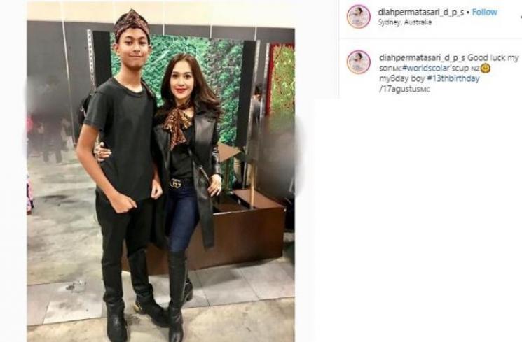Diah Permatasari dan putranya, Marciano. (Instagram/@diahpermatasari_d_p_s)