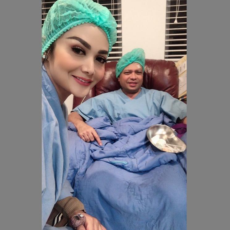 Krisdayanti temani Raul Lemos jalani operasi katarak mata. (Instagram/@krisdayantilemos)