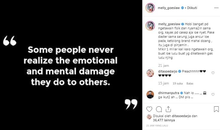 Melly Goeslaw ngamuk di medsos. [Instagram]