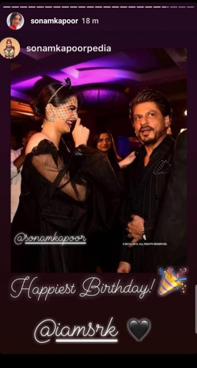 Sonam Kapoor ucapkan ultah ke Shah Rukh Khan (Instagram/@sonamkapoor)
