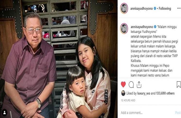 Momen malam minggu SBY (Instagram @annisayudhoyono)
