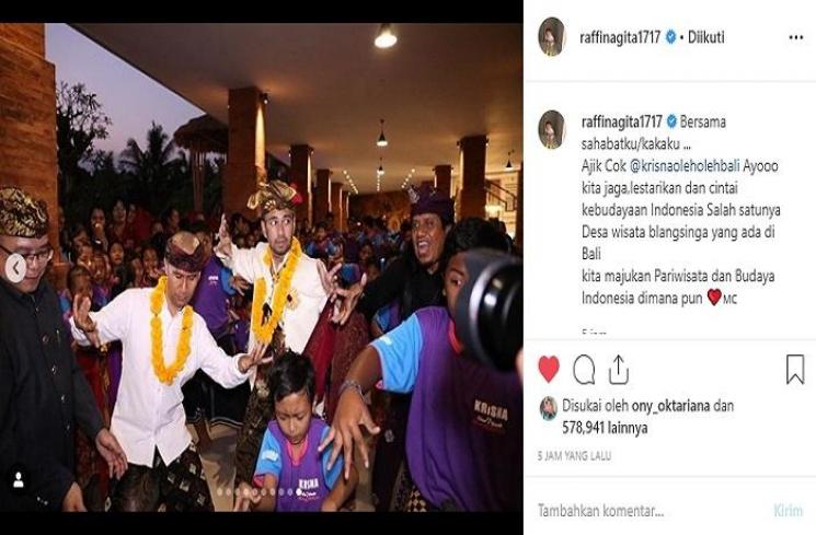 Raffi Ahmad dan Nagita Slavina memakai baju adat Bali (Instagram @raffinagita1717)