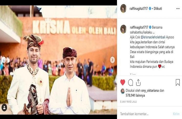 Raffi Ahmad dan Nagita Slavina memakai baju adat Bali (Instagram @raffinagita1717)