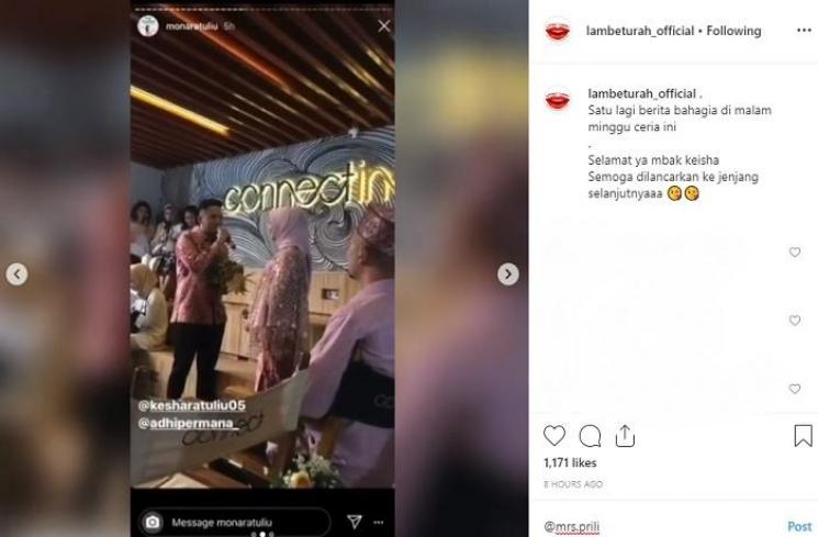 Kesha Ratuliu tunangan (Instagram @lambeturah_official)