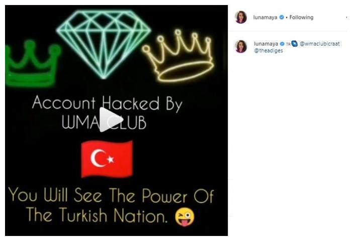 Luna Maya dihack. (Instagram/@Lunamaya)