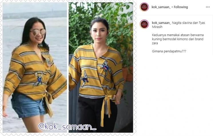 Artis dengan busana kembar (Instagram/@kok_samaan_)