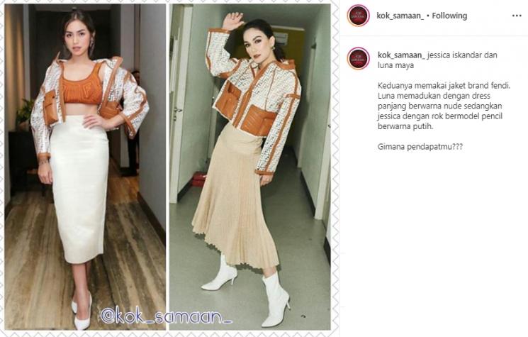 Artis dengan busana kembar (Instagram/@kok_samaan_)