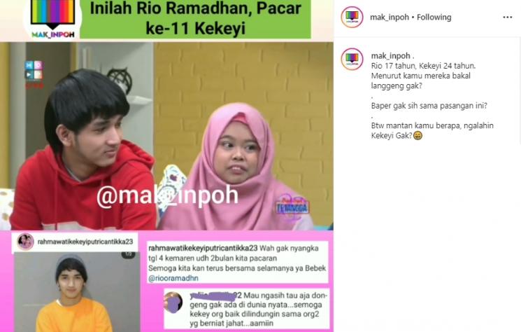 Kekeyi Rahmawati dan Rio Ramadhan (Instagram/@mak_inpoh)