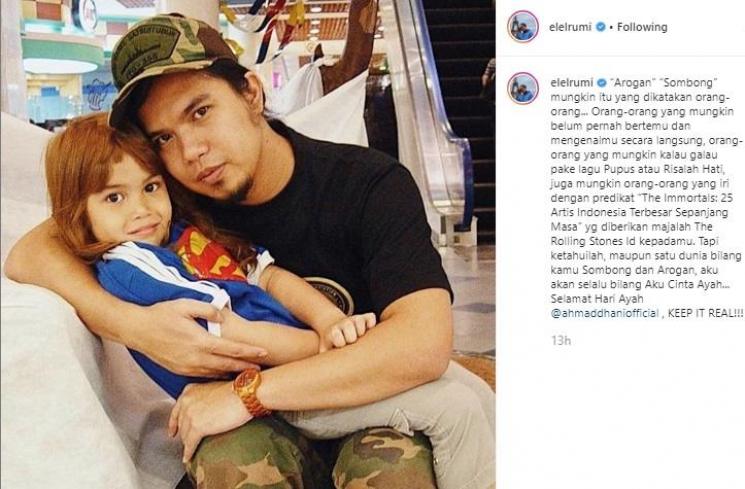 El Rumi kecil dan Ahmad Dhani. (Instagram/@elelrumi)