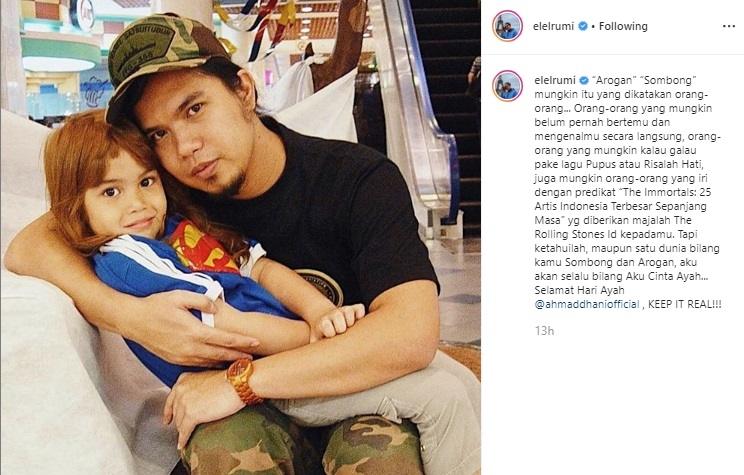 El Rumi kecil dan Ahmad Dhani. (Instagram/@elelrumi)