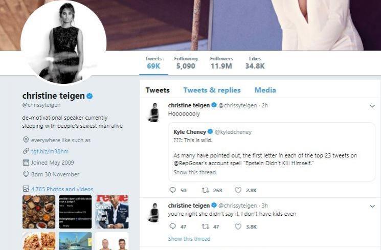 Bio Twitter Chrissy Teigen. (Twitter/@chrissyteigen)