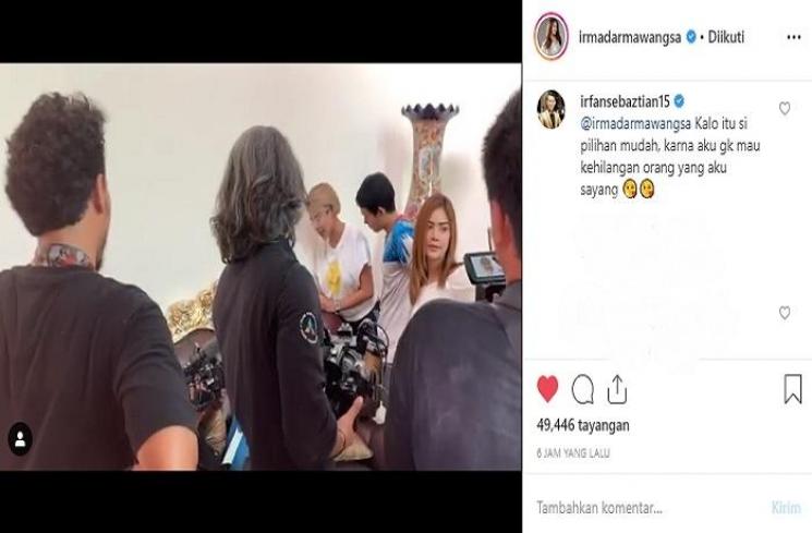 Irma Darmawangsa meminta Irfan Sabztian untuk memilih (Instagram @irmadarmawangsa)