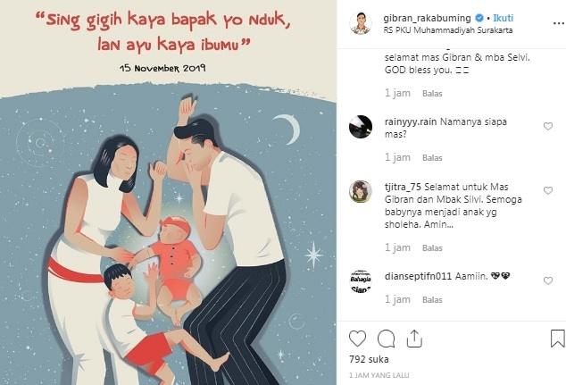 Gibran Rakabuming umumkan kelahiran anak keduanya. [Instagram]