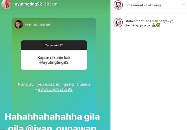 Instastory Ayu Ting Ting (Instagram/@ifotainment)