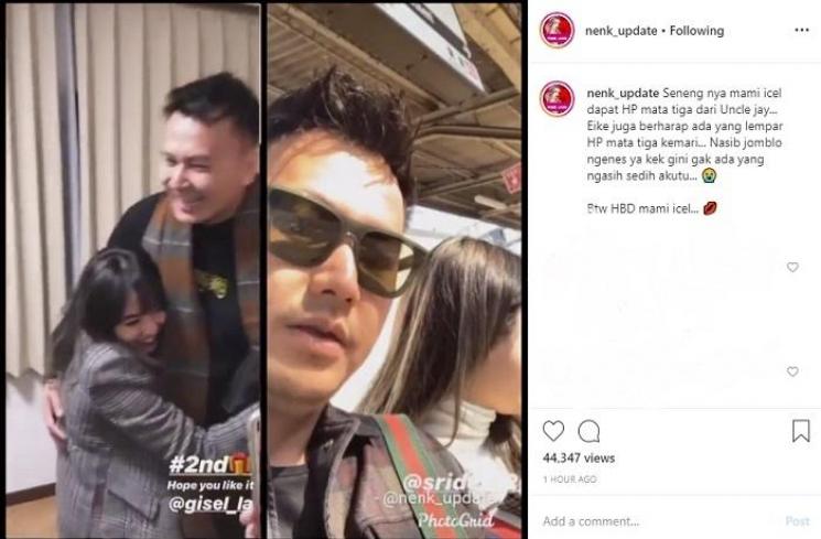 Gisella Anastasia dapat kado iPhone 11 dari Wijin (Instagram @nenk_update)