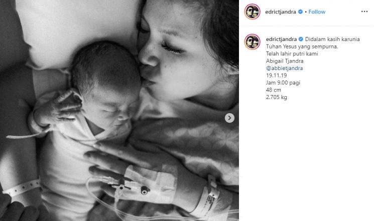 Kelahiran anak pertama Edric Tjandra (Instagram/@edrictjandra)