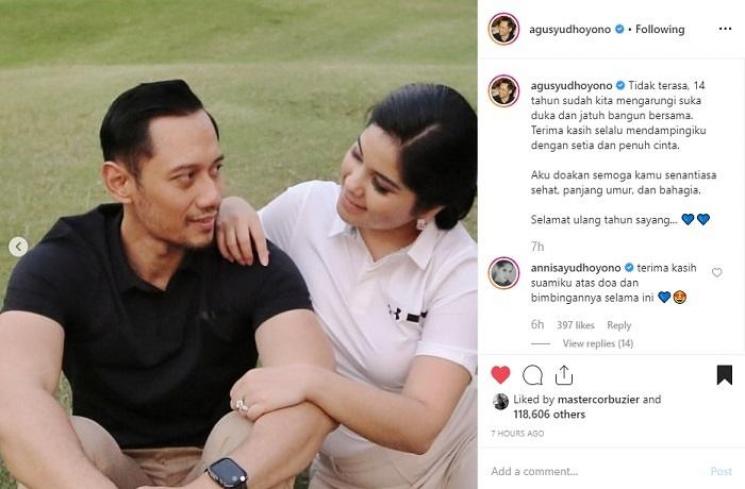 AHY dan Annisa Pohan (Instagram @agusyudhoyono)