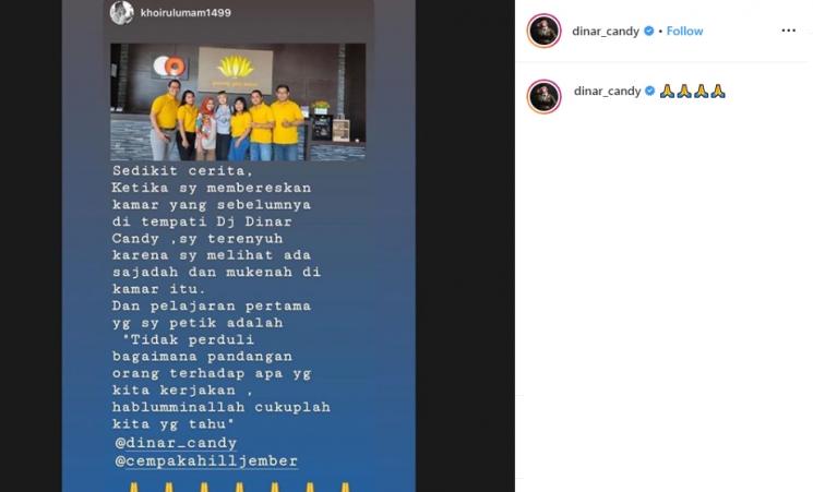 Cerita petugas yang bersihkan kamar Dinar Candy (Instagram/@dinar_candy)