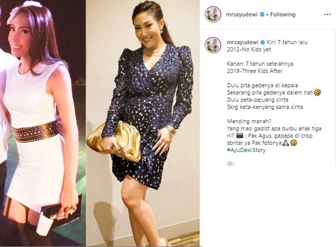 Ayu Dewi dulu dan kini. (Instagram/@mrsayudewi)