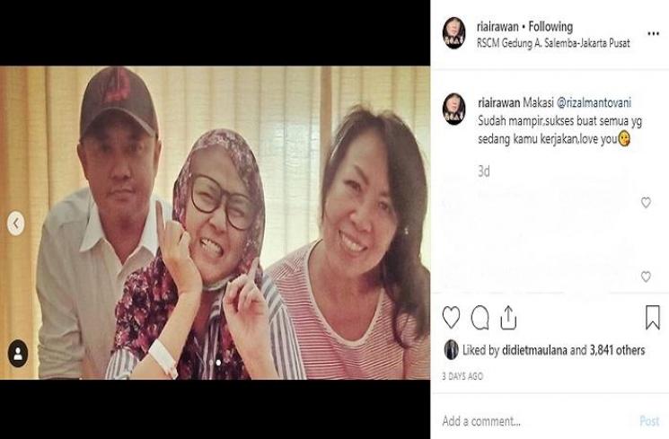 Rizal Mantovani jenguk Ria Irawan (Instagram @riairawan)