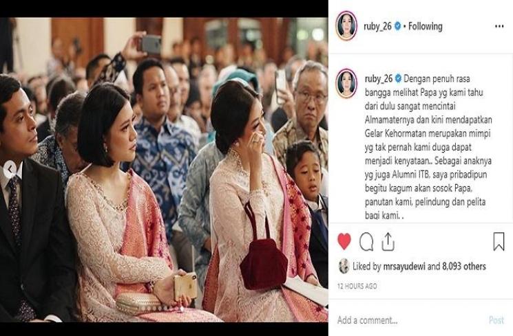 Momen Hatta Rajasa terima gelar doktor kehormatan (Instagram @ruby_26)