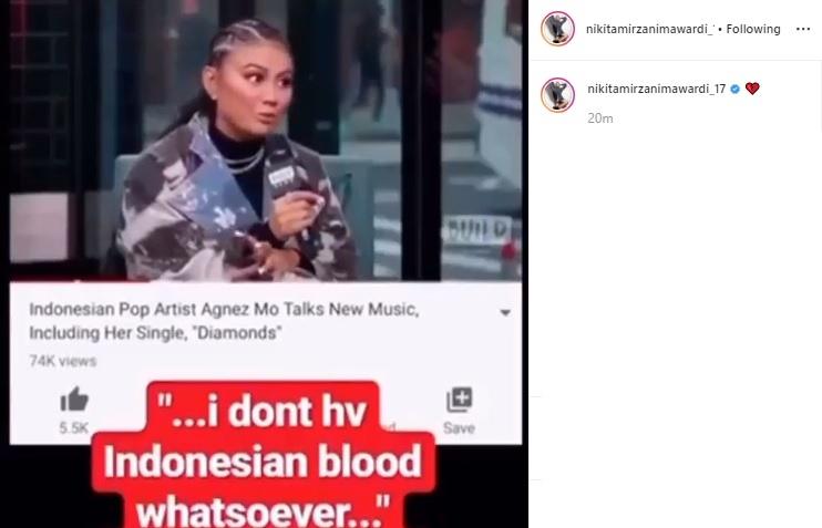 Komentar Nikita Mirzani soal pengakuan Agnez Mo tak punya darah keturunan Indonesia. (Instagram)