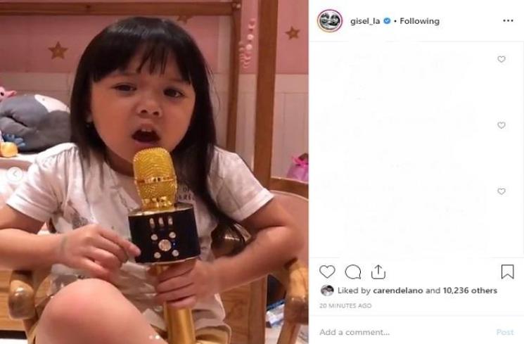 Gempita Nora Marten sedang menyanyikan lagu dari Beyonce (Instagram @gisel_la)