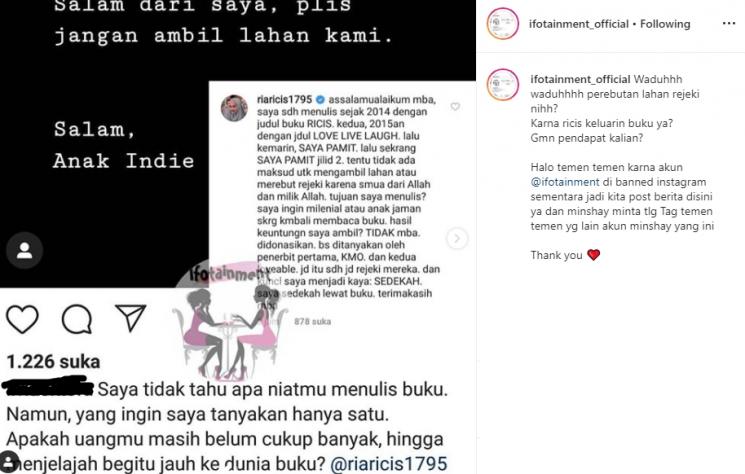 Klarifikasi Ria Ricis (Instagram/@ifotainment_official)