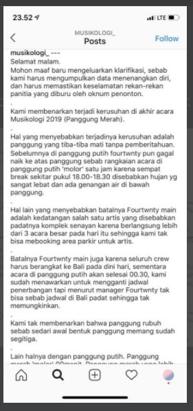 Klarifikasi panitia Musikologi 2019 (Twitter/@aparatmati)