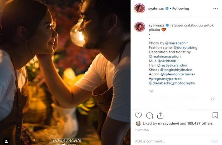 Maternity shoot Syahnaz Sadiqah dan Jeje (Instagram @syahnazs)