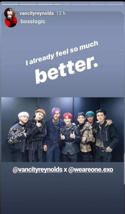EXO dan Ryan Reynolds (Instagram/@vancityreynolds)