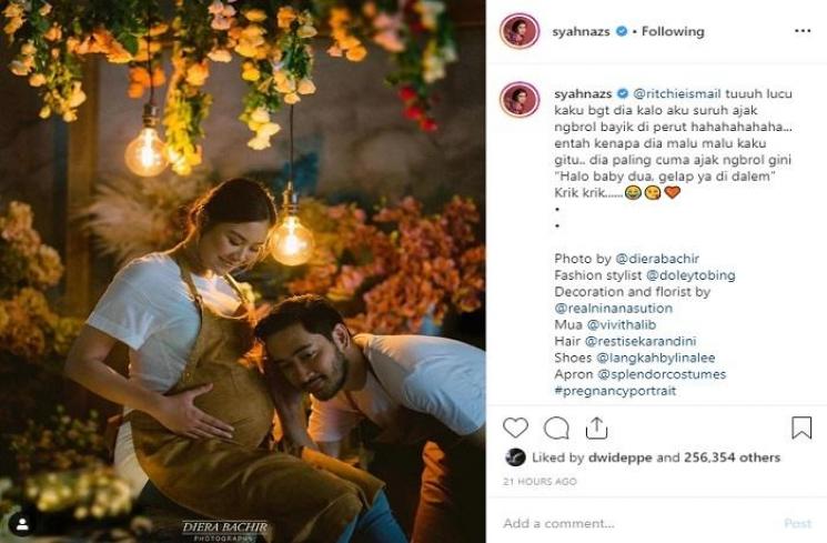 Maternity shoot Syahnaz Sadiqah dan Jeje (Instagram @syahnazs)