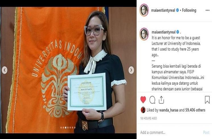 Maia Estianty jadi dosen tamu di UI (Instagram @maiaestiantyreal)