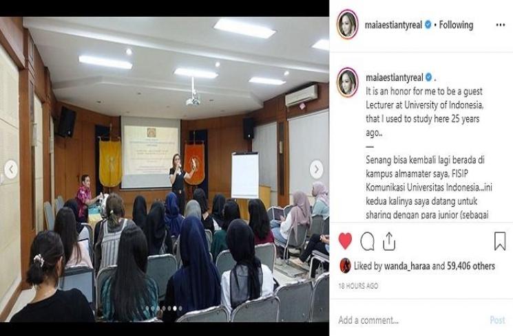 Maia Estianty jadi dosen tamu di UI (Instagram @maiaestiantyreal)