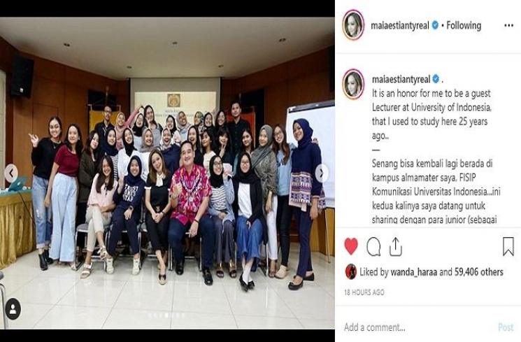 Maia Estianty jadi dosen tamu di UI (Instagram @maiaestiantyreal)