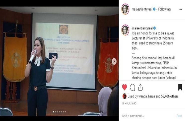 Maia Estianty jadi dosen tamu di UI (Instagram @maiaestiantyreal)