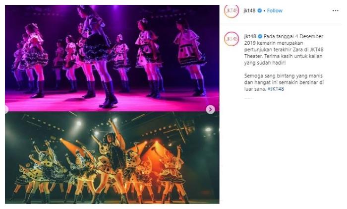 Penampilan terakhir Zara di JKT48 Theater. (Instagram/@jkt48)